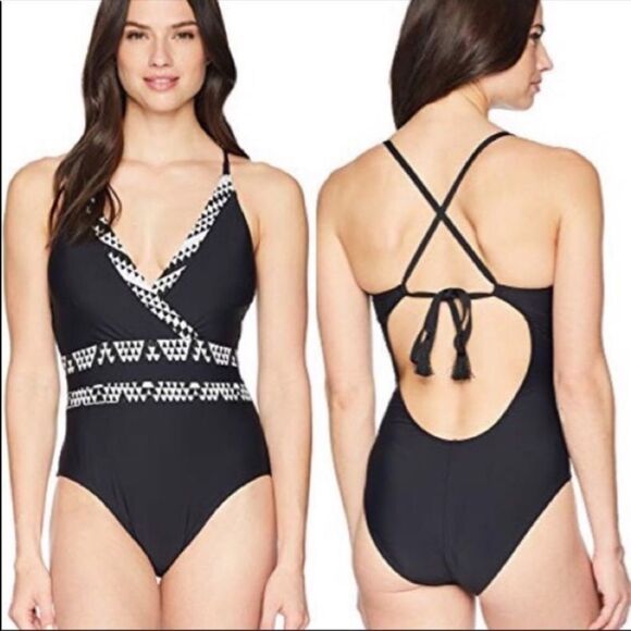 Athena surplice slimming aztec one piece swimsuit SZ 16 - Picture 2 of 9